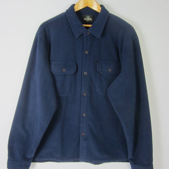 Redhead Mens XL Navy Blue Fleece Long Sleeved Button Shirt Soft Shacket Outdoor - Picture 1 of 9